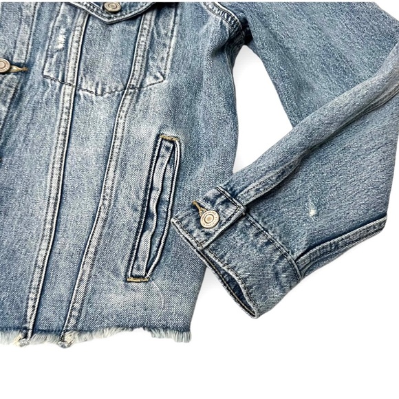 Lucky Brand Raw Hem The Tomboy Trucker Denim Jean Jacket Size Large - Picture 5 of 10
